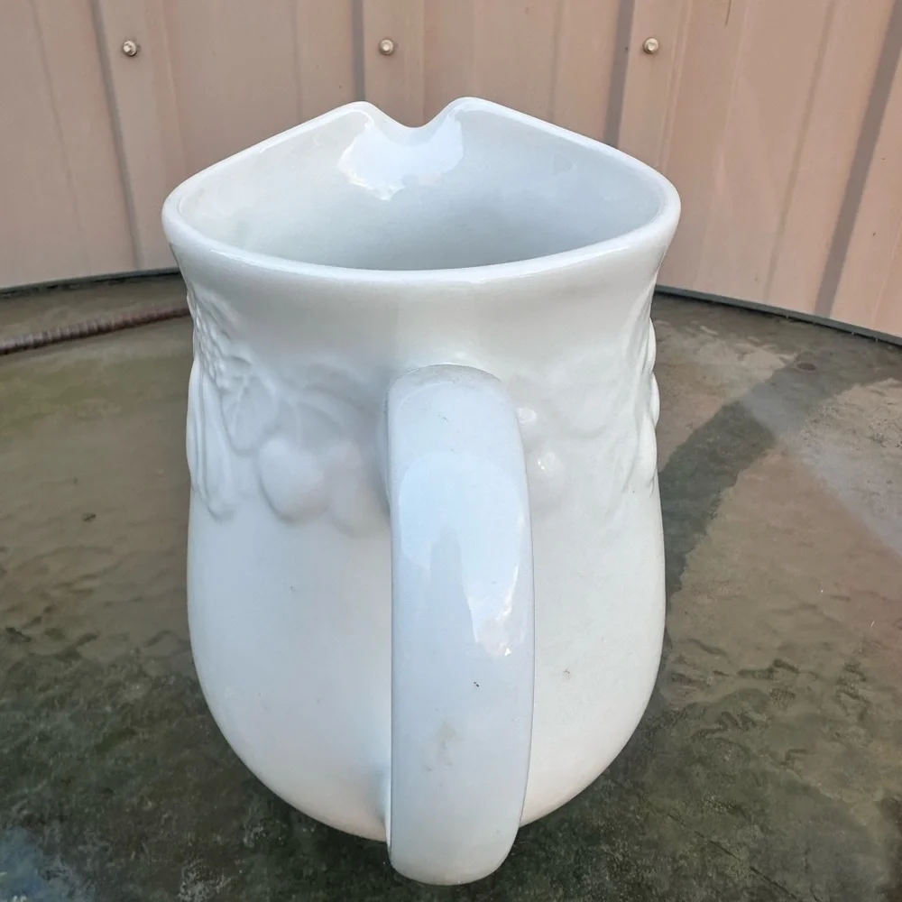 Gibson White Ceramic fruit embossed pitcher
